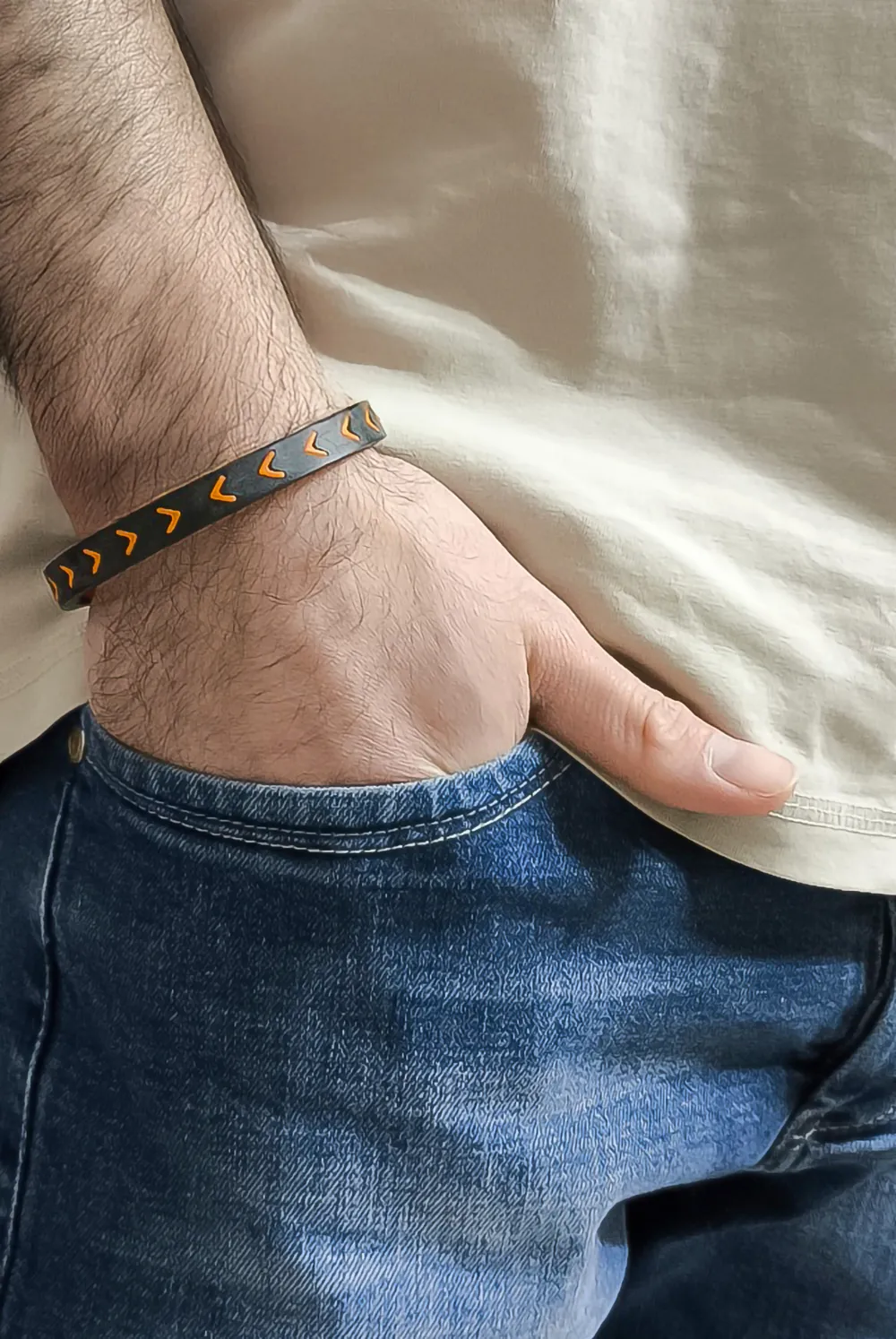 Ανδρικό βραχιόλι με καουτσούκ από ανοξείδωτο ατσάλι, εσωτ.διάμετρος 7 εκατοστά, TRIBUTE, 0230270601